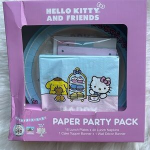 🆕 Hello Kitty and Friends Party Pack- Plates, Napkins, Wall Banner, Cake Topper